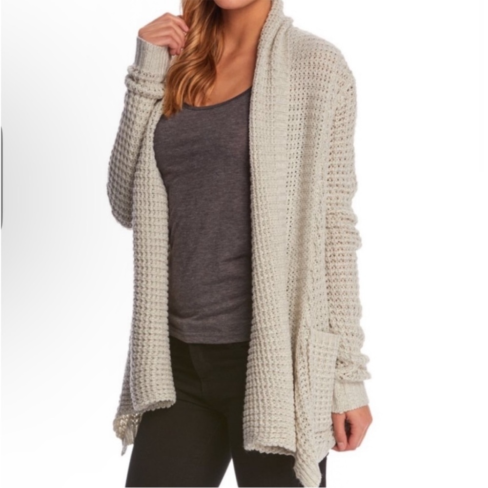 Rip Curl Women’s Shambala Cozy Light Gray Oversized Knit Cardigan Sweater Large